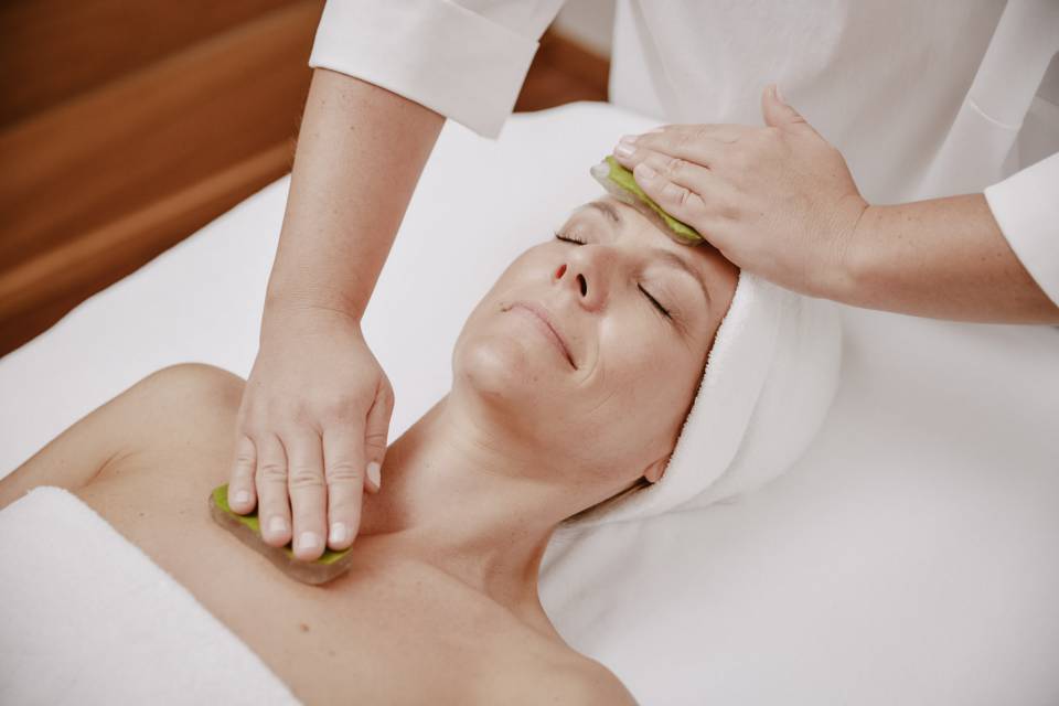 Kosmetikanwendung mit frischer Aloe Vera