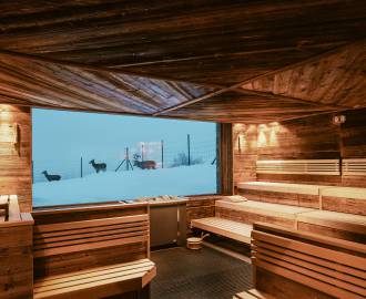 Sauna mit Blick auf das Hirschgehege