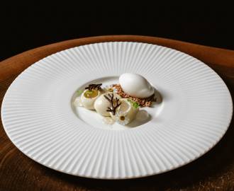 Panna Cotta Dessert with Elderberry Sorbet