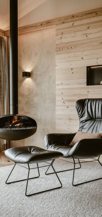 Suite mit Kamin im Resort Bergkristall