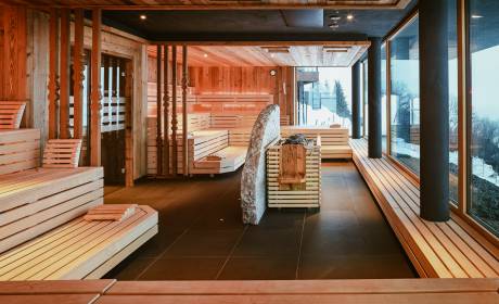 Eventsauna des Wellnesshotels Bergkristall im Winter