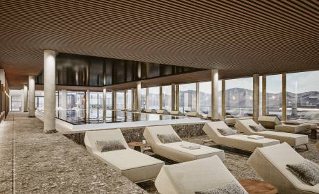 Rendering des Innenpools des Wellnesshotels Bergkristall