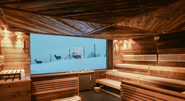 Sauna mit Blick auf das Hirschgehege